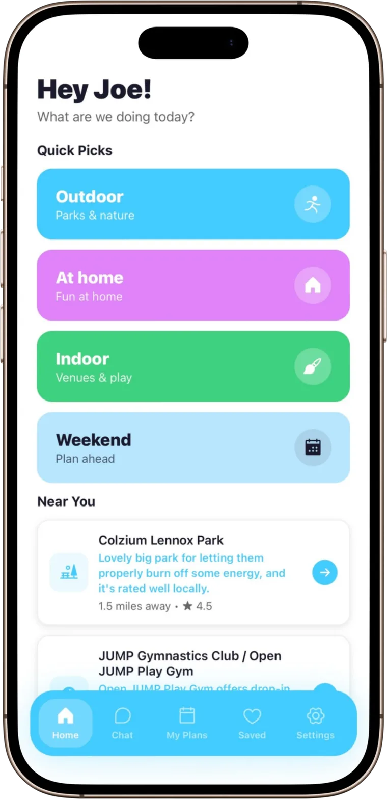 Taylee home screen showing quick picks and nearby suggestions